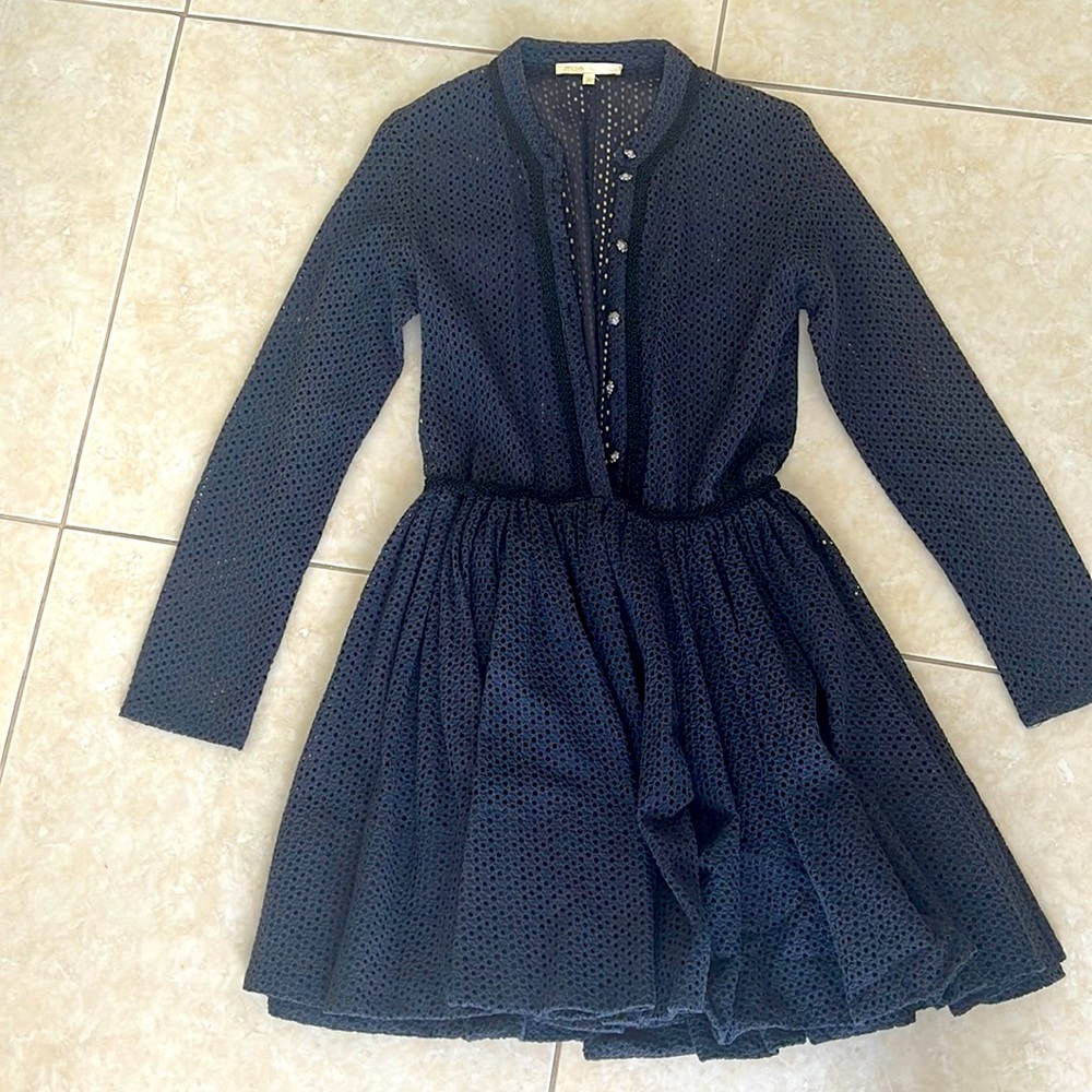 Navy Maje Rayana Puffball mini dress.